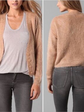 UO Cheap Monday Women's Soft Mohair-Blend Button Cardigan - Beige